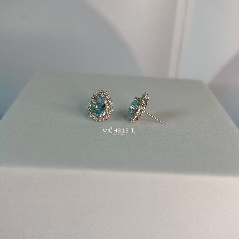 Brinco gota Holly zircônia água marinha prata 925 - foto 4