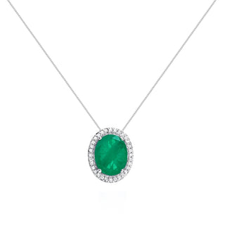 Colar oval Veneza esmeralda fusion ródio branco