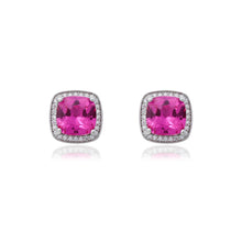 Brinco Jolie quadrado zircônia turmalina pink prata 925