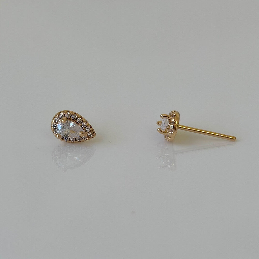 Brinco gota Beli zircônia branca ouro - foto 3