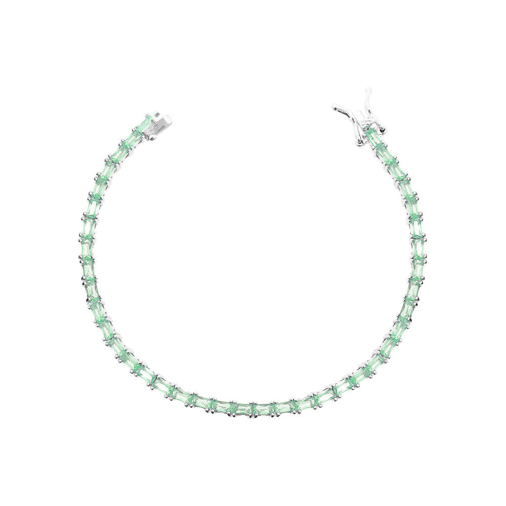 Pulseira riviera Bonnie zircônias esmeralda colombiana ródio branco