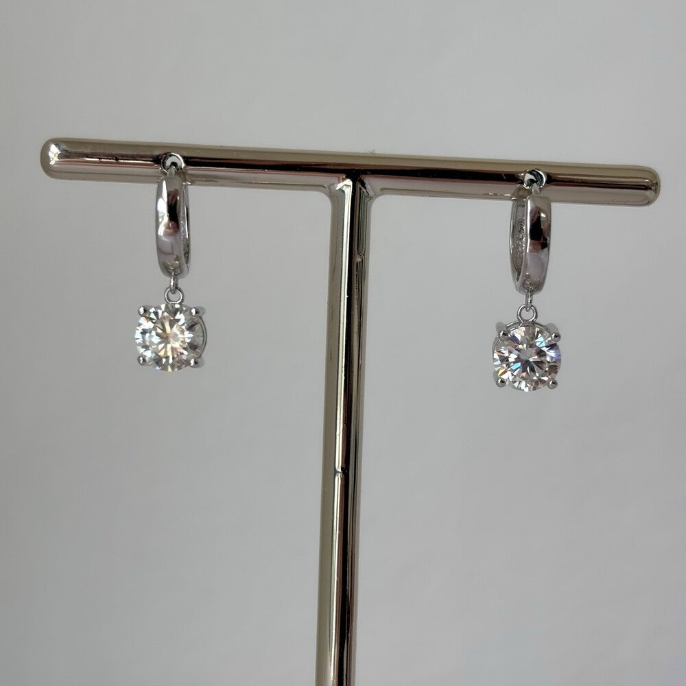 Brinco argola ponto luz Moissanite 1.0ct prata 925 (6.5mm) - foto 3