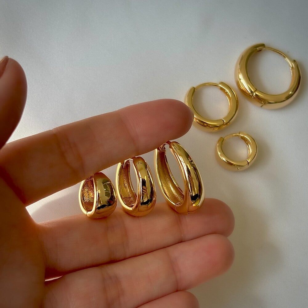 Kit 3 pares brincos argola lisa ouro - foto 3