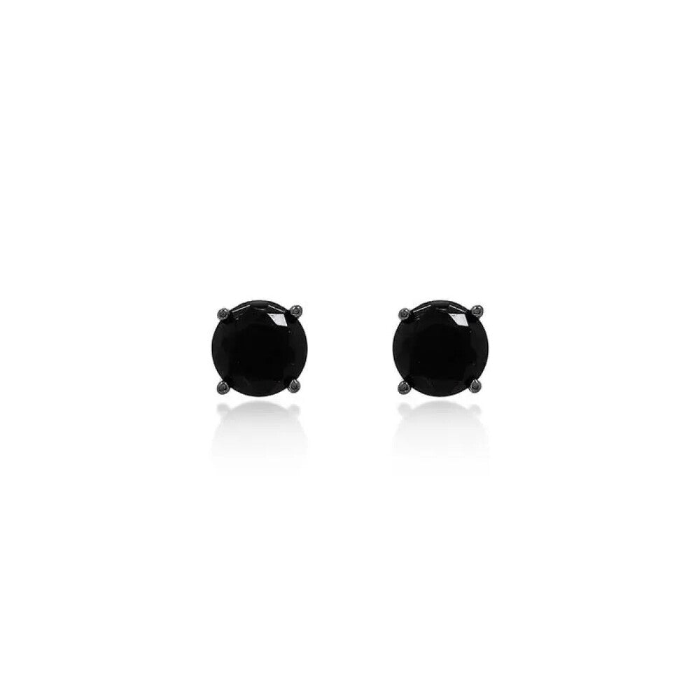 Brinco redondo zircônia negra ródio negro (6mm)