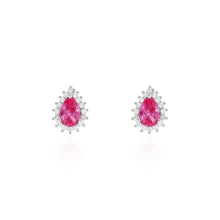 Brinco Fran gota zircônia turmalina pink ródio branco