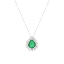Colar gota Lauren esmeralda fusion ródio branco