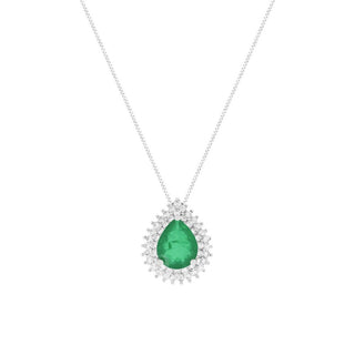 Colar gota Lauren esmeralda fusion ródio branco