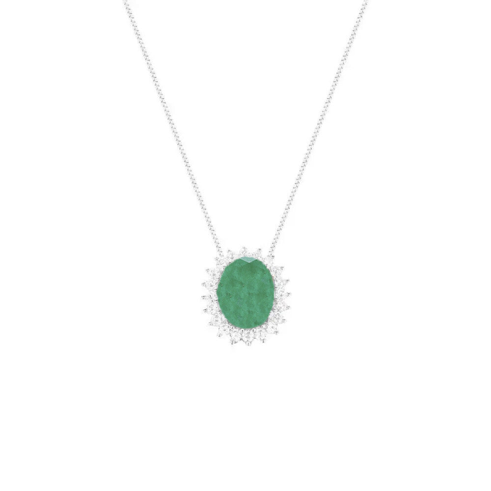 Colar mini Intense oval esmeralda fusion prata 925