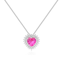 Colar Sally coração zircônia turmalina pink prata 925