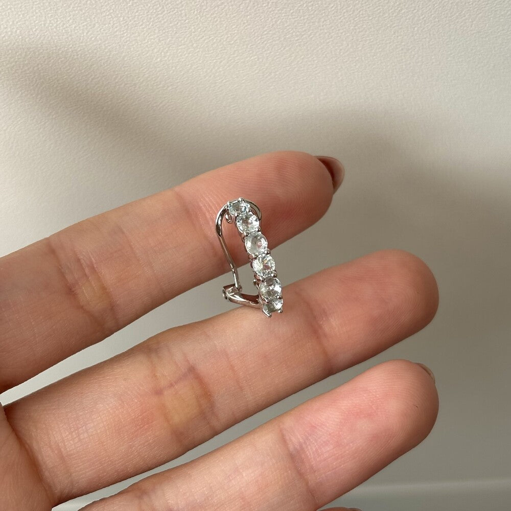 Piercing fake Maya zircônias água marinha prata 925 - foto 3