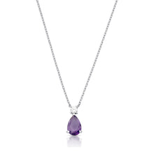 Colar Alice gota zircônia tanzanita ródio branco