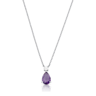 Colar Alice gota zircônia tanzanita ródio branco