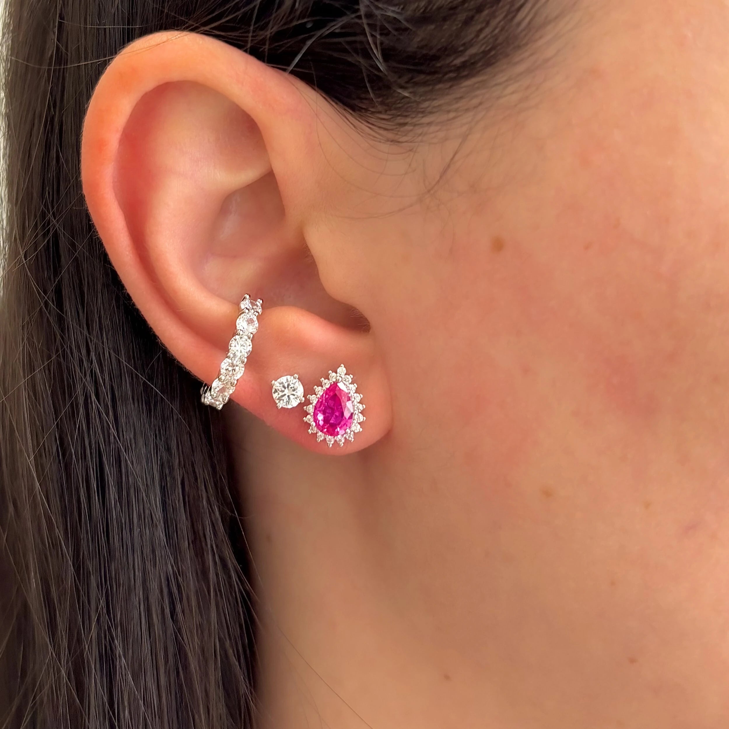 Brinco Zoey gota zircônia turmalina pink prata 925 - foto 2