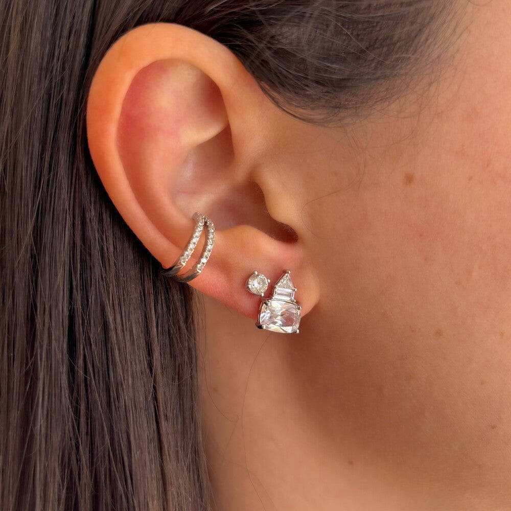 Conjunto Tróia zircônia branca ródio branco