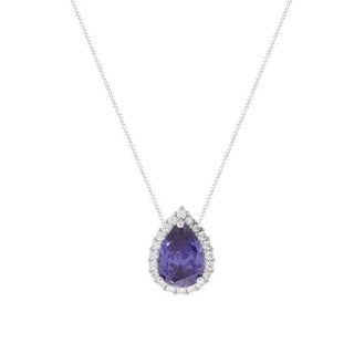 Colar gota Betina zircônias tanzanita prata 925