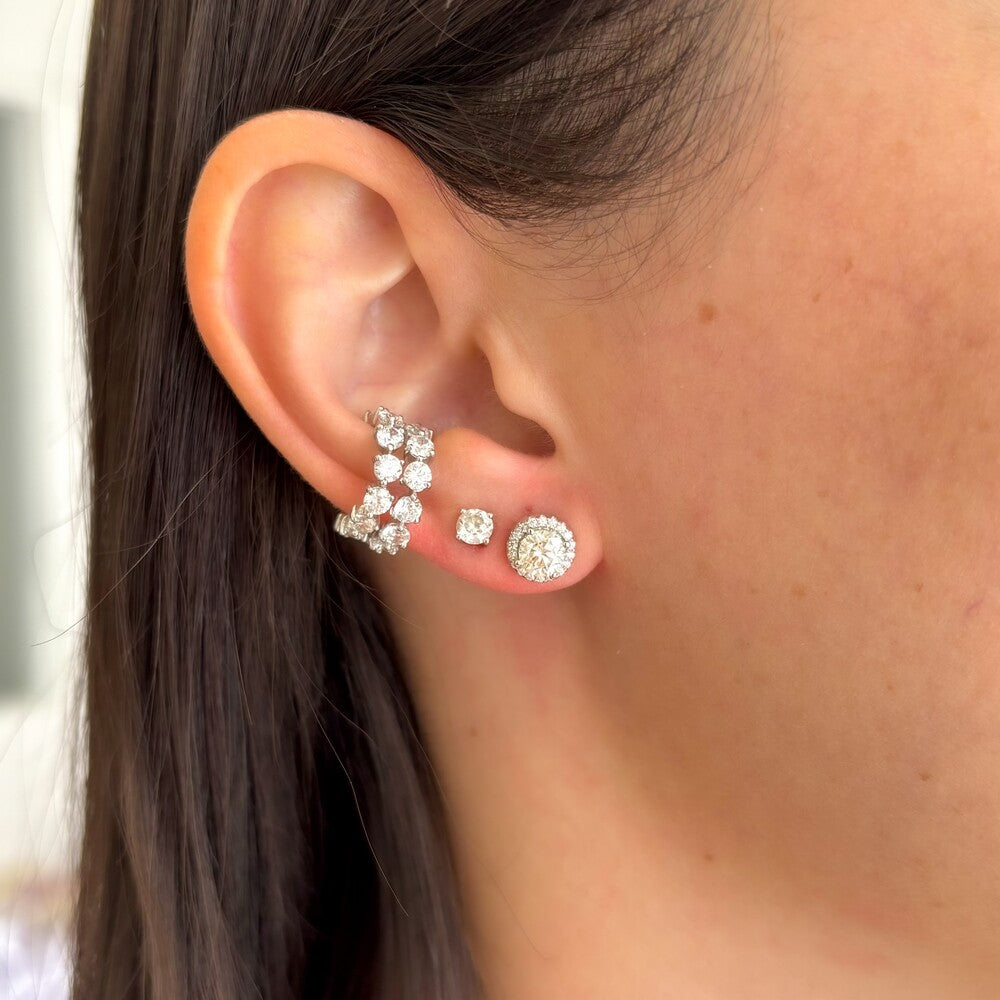 Brinco solitário cravejado ponto de luz Moissanite 0.5ct prata 925 (5mm) - foto 3
