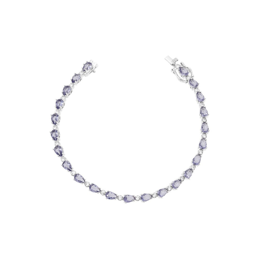 Pulseira riviera Eva zircônias tanzanita ródio branco