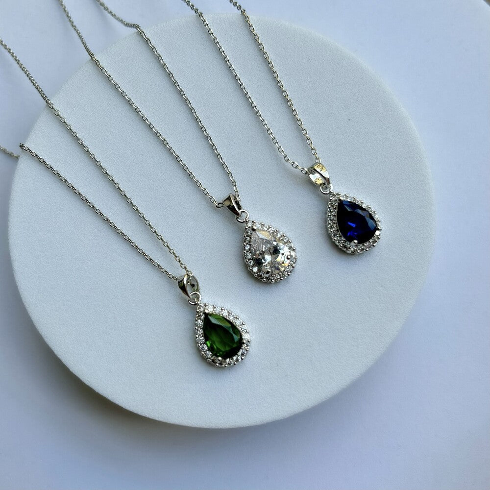 Colar gota Maitê zircônia esmeralda ródio branco - foto 4