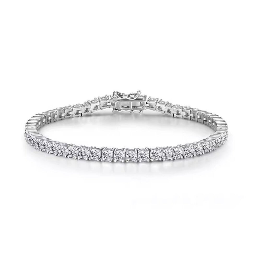 Pulseira riviera Moissanite 30 pontos prata 925 (4mm)