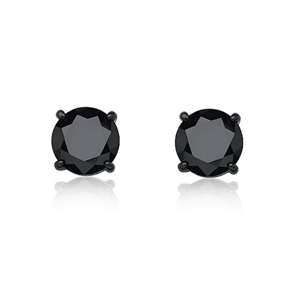 Brinco redondo zircônia negra prata 925 (10mm)