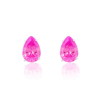Brinco gota Ivy zircônia turmalina pink prata 925