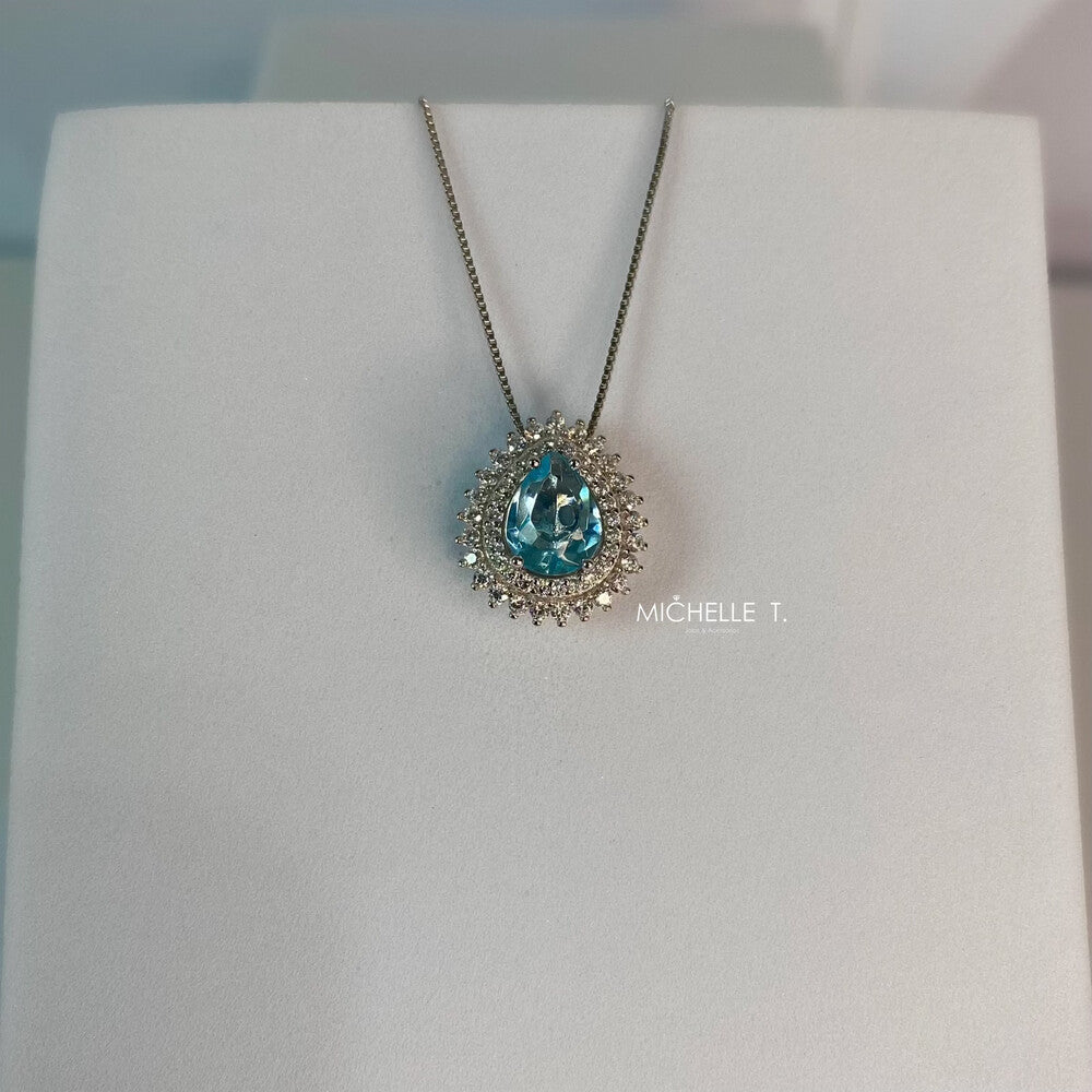 Colar gota Holly zircônia água marinha prata 925 - foto 4