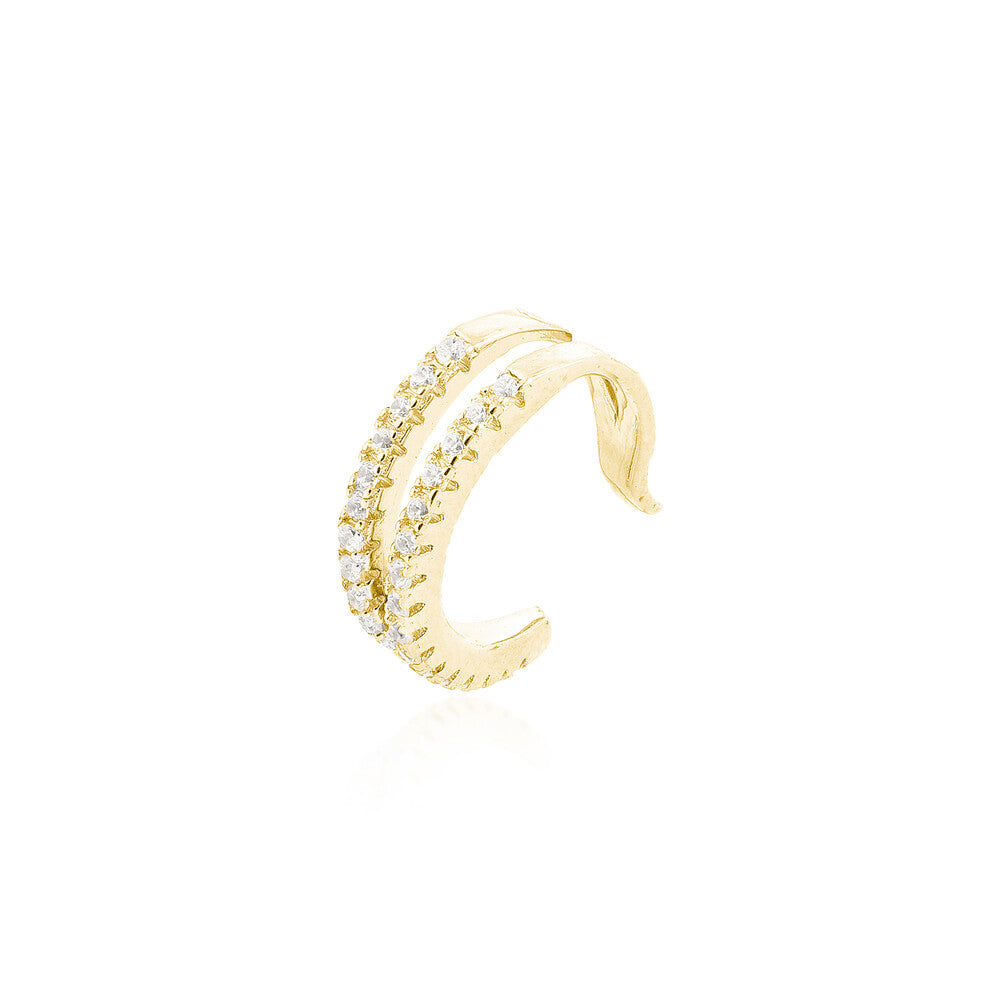 Piercing fake Gigi cravejado prata 925 banho ouro