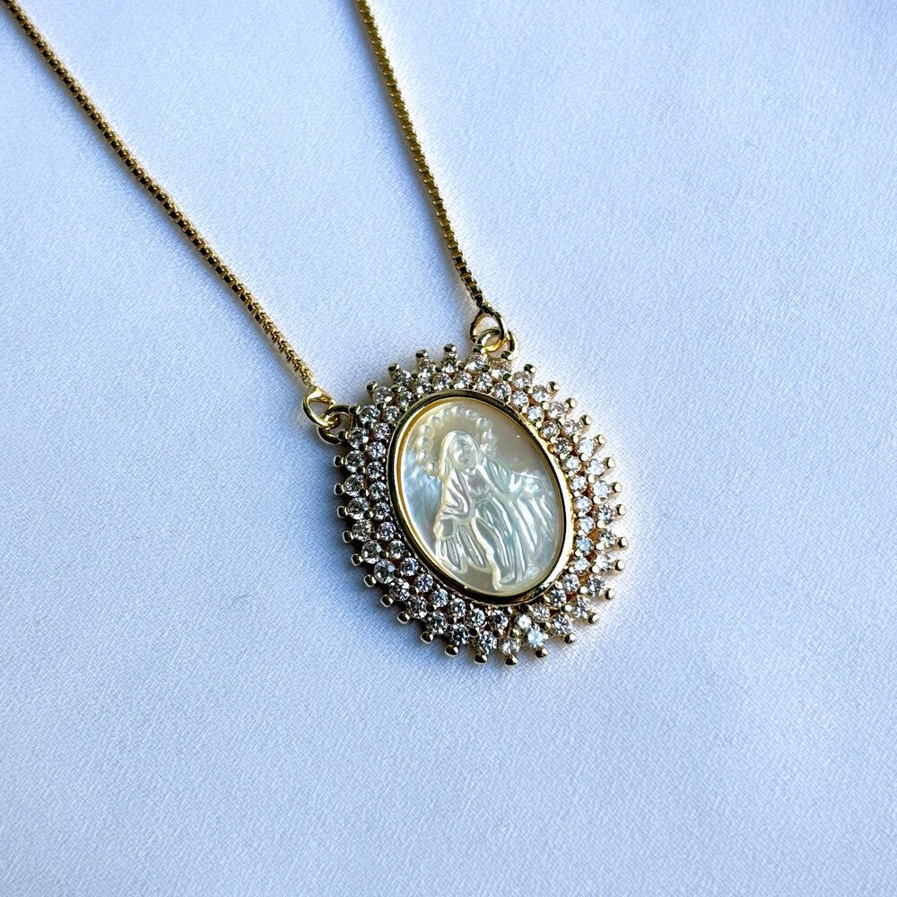 Colar Nossa Senhora das Graças cravejado ouro - foto 3
