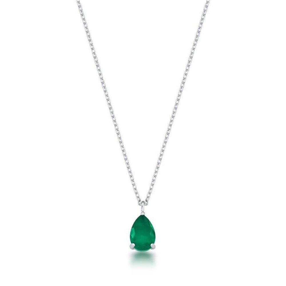 Colar gota Petit esmeralda fusion ródio branco