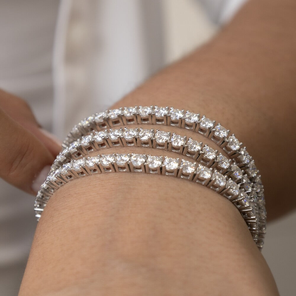Pulseira riviera Moissanite 30 pontos prata 925 (4mm)