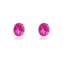Brinco Lorena oval zircônia turmalina pink prata 925