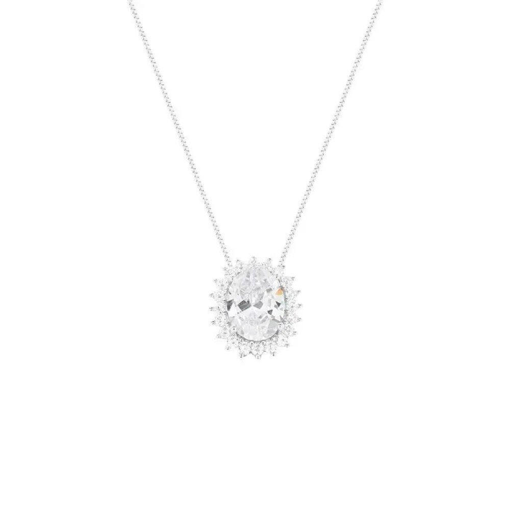 Colar mini Intense oval zircônia branca prata 925