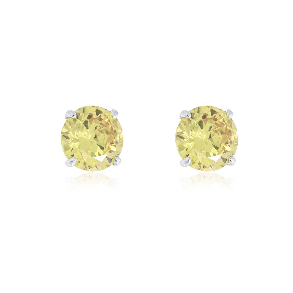 Brinco redondo zircônia fancy yellow prata 925 (10mm)