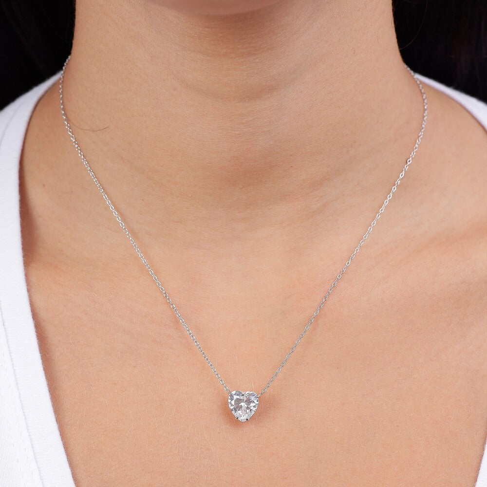 Conjunto Nice coração zircônia branca prata 925