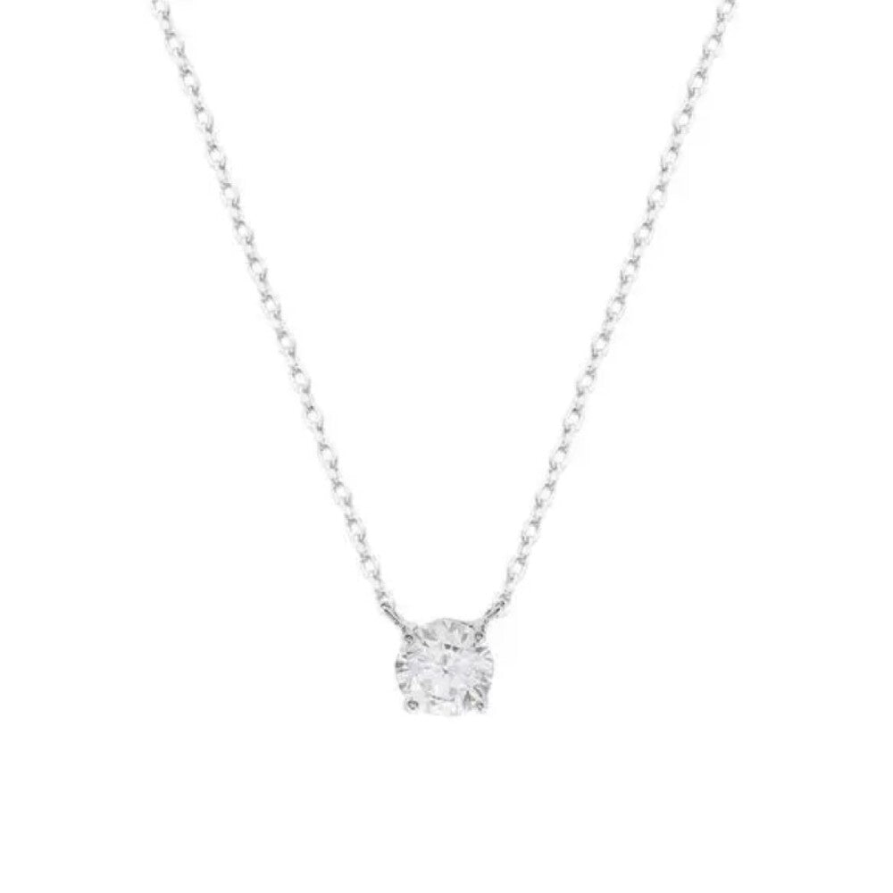 Colar ponto de luz zircônia branca ródio branco (6mm)