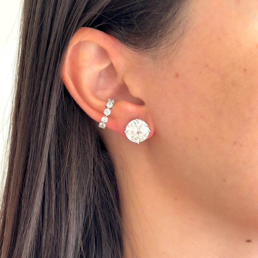 Conjunto redondo ponto luz Moissanite 11mm prata 925