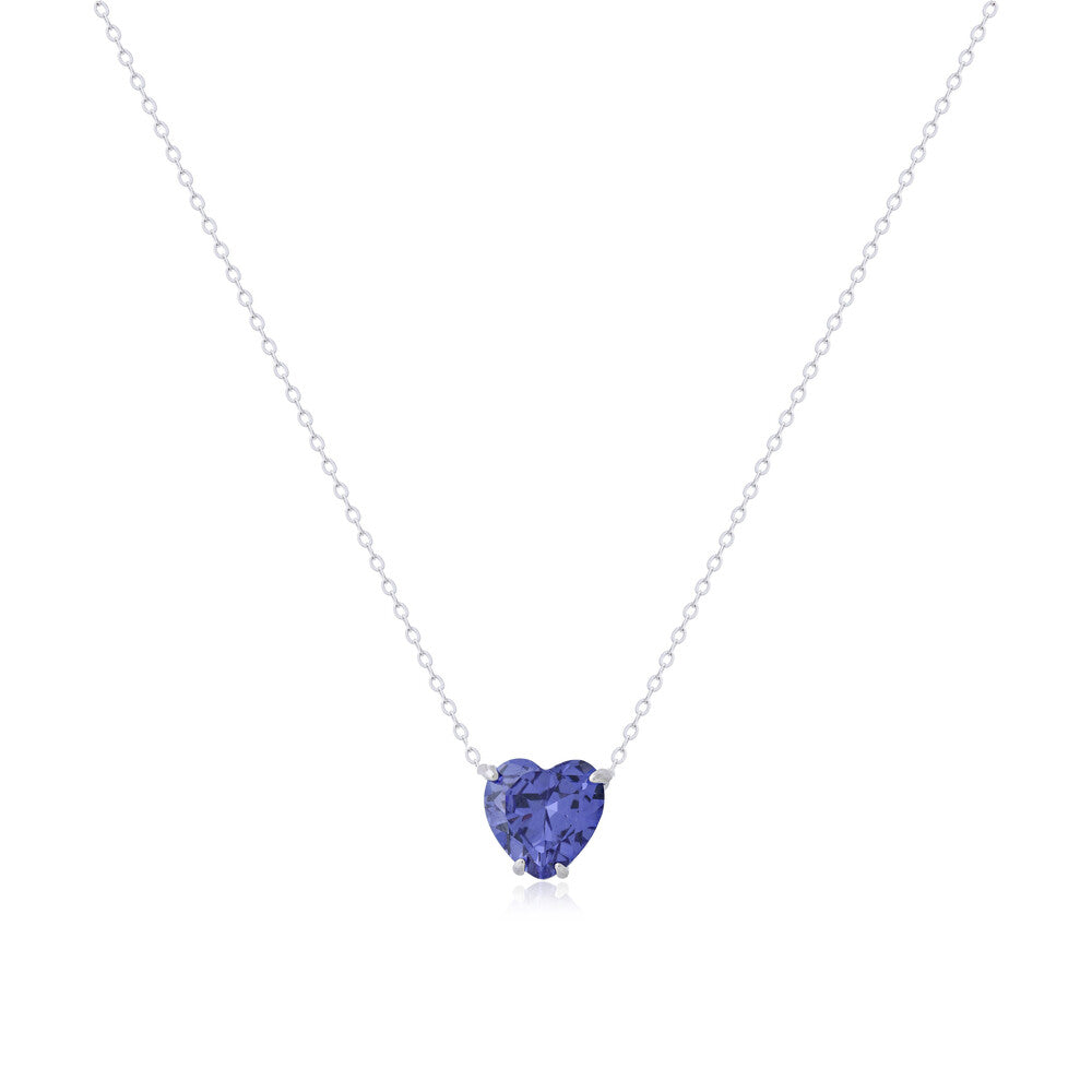Colar Nice coração zircônia tanzanita prata 925