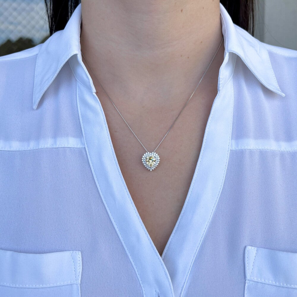 Conjunto Sally coração zircônia fancy yellow prata 925