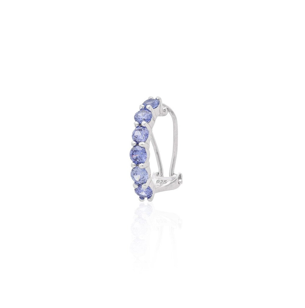 Piercing fake Maya zircônias tanzanita prata 925