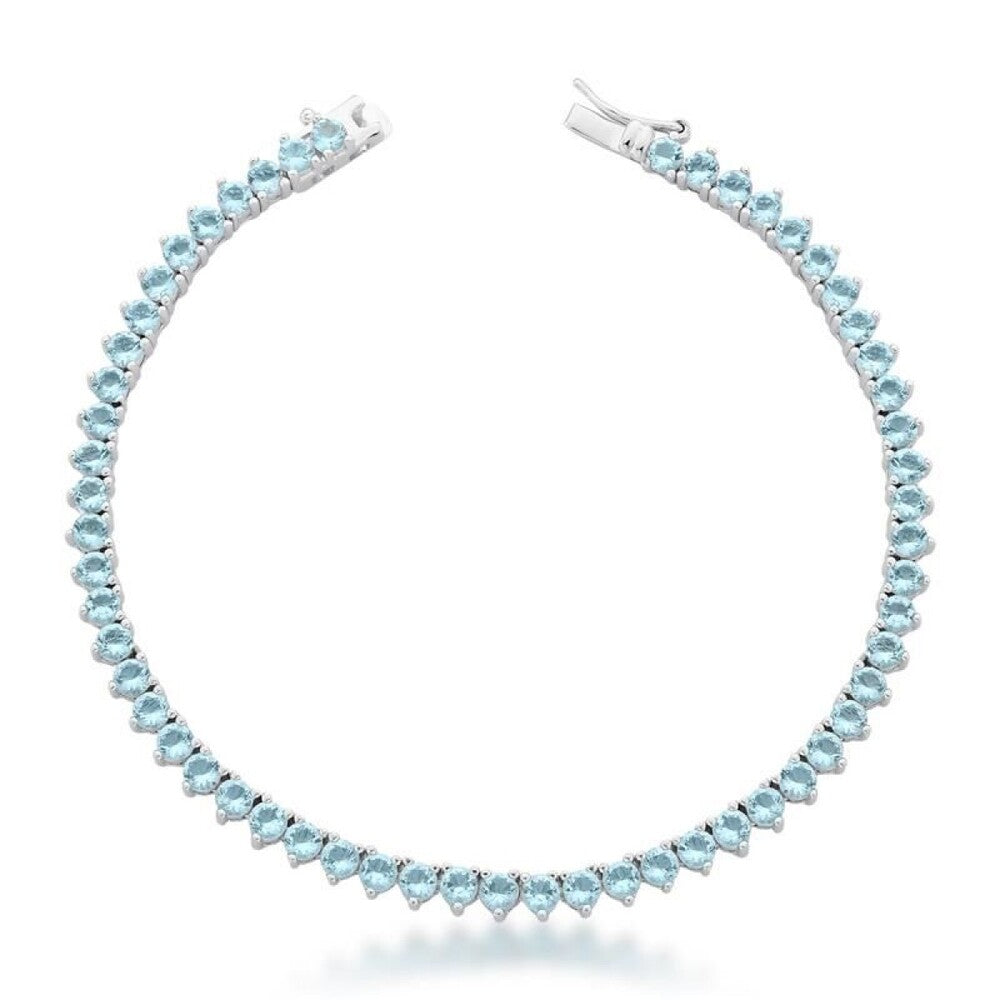 Pulseira classic riviera zircônias água marinha ródio branco (3mm) - foto 4
