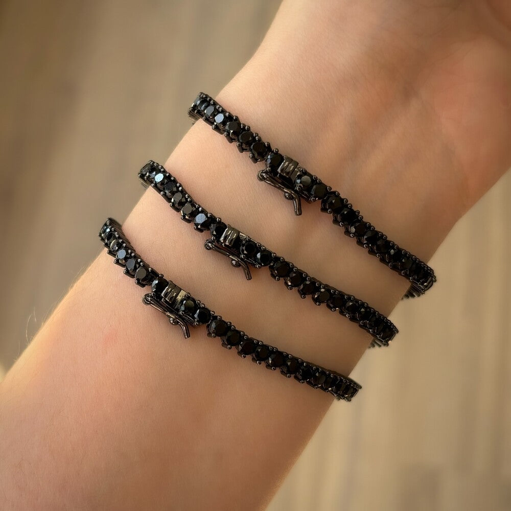 Pulseira riviera zircônias negras ródio negro (3mm) - foto 4