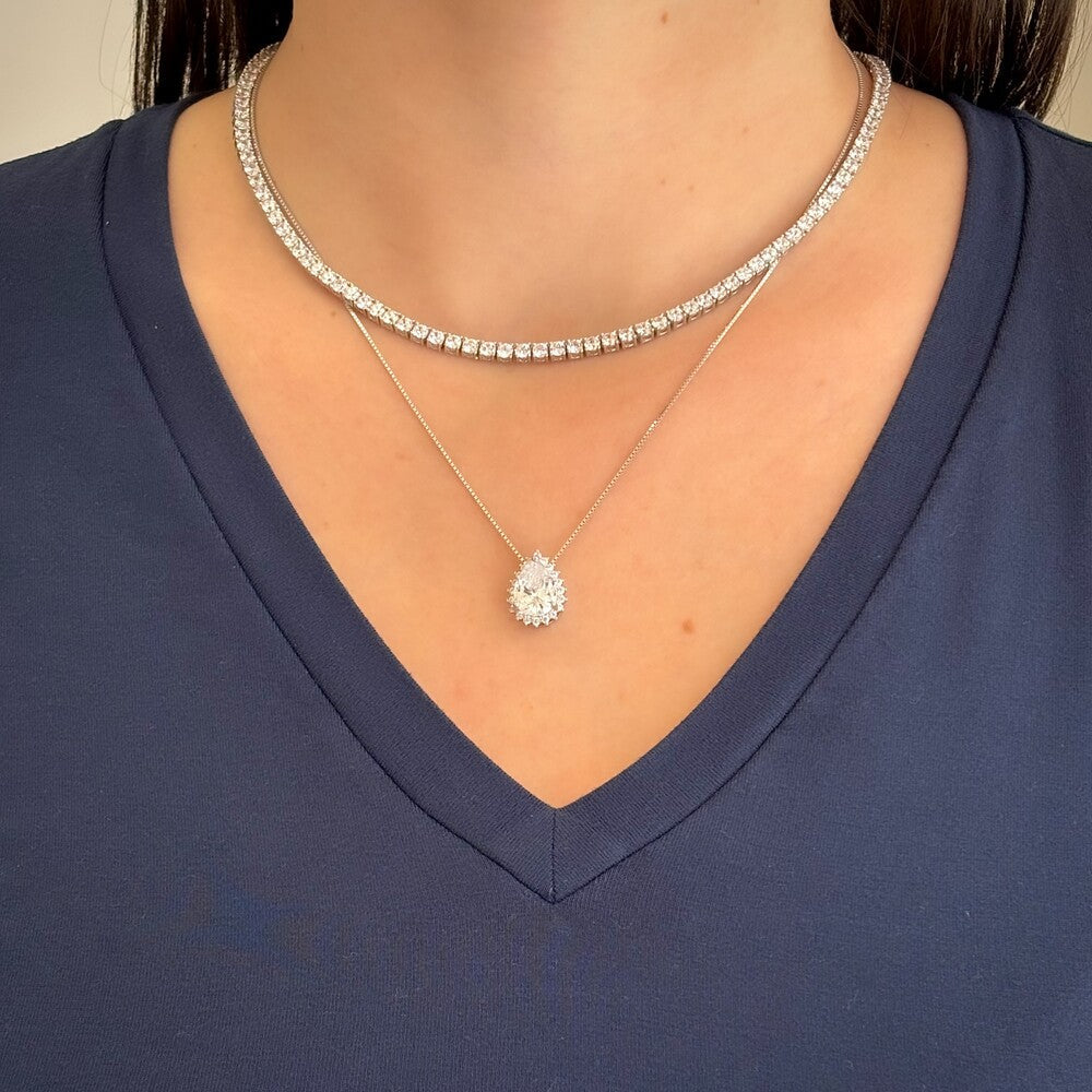 Colar Lola gota zircônia branca prata 925