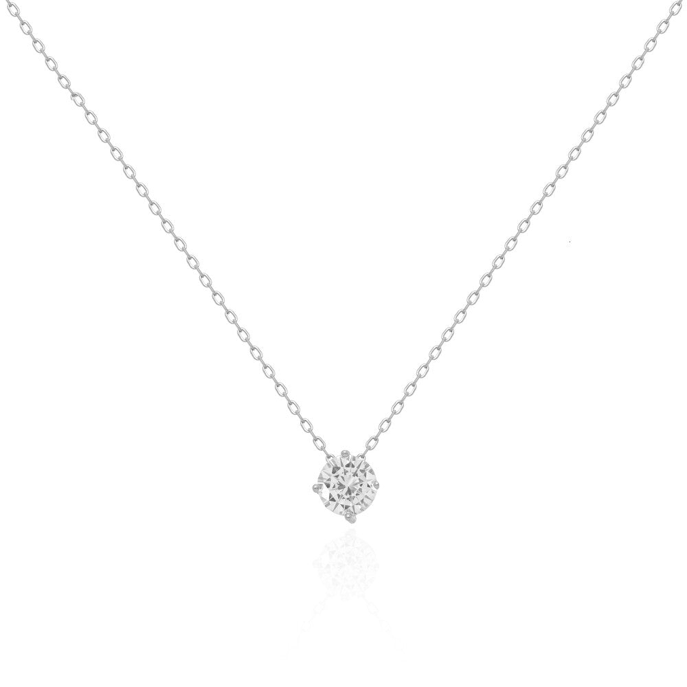 Colar ponto de luz zircônia branca prata 925 (6mm)