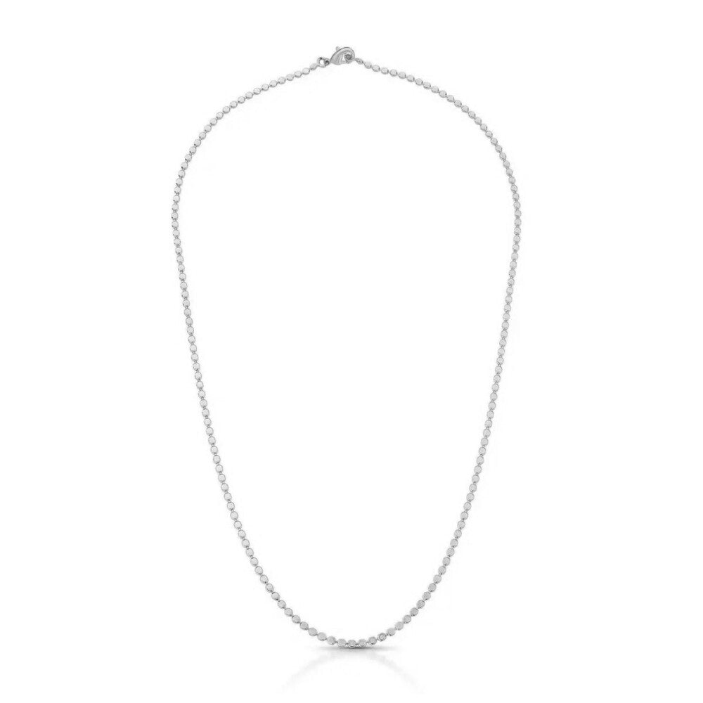 Colar Urban bolinhas lisas achatadas ródio branco (60cm)