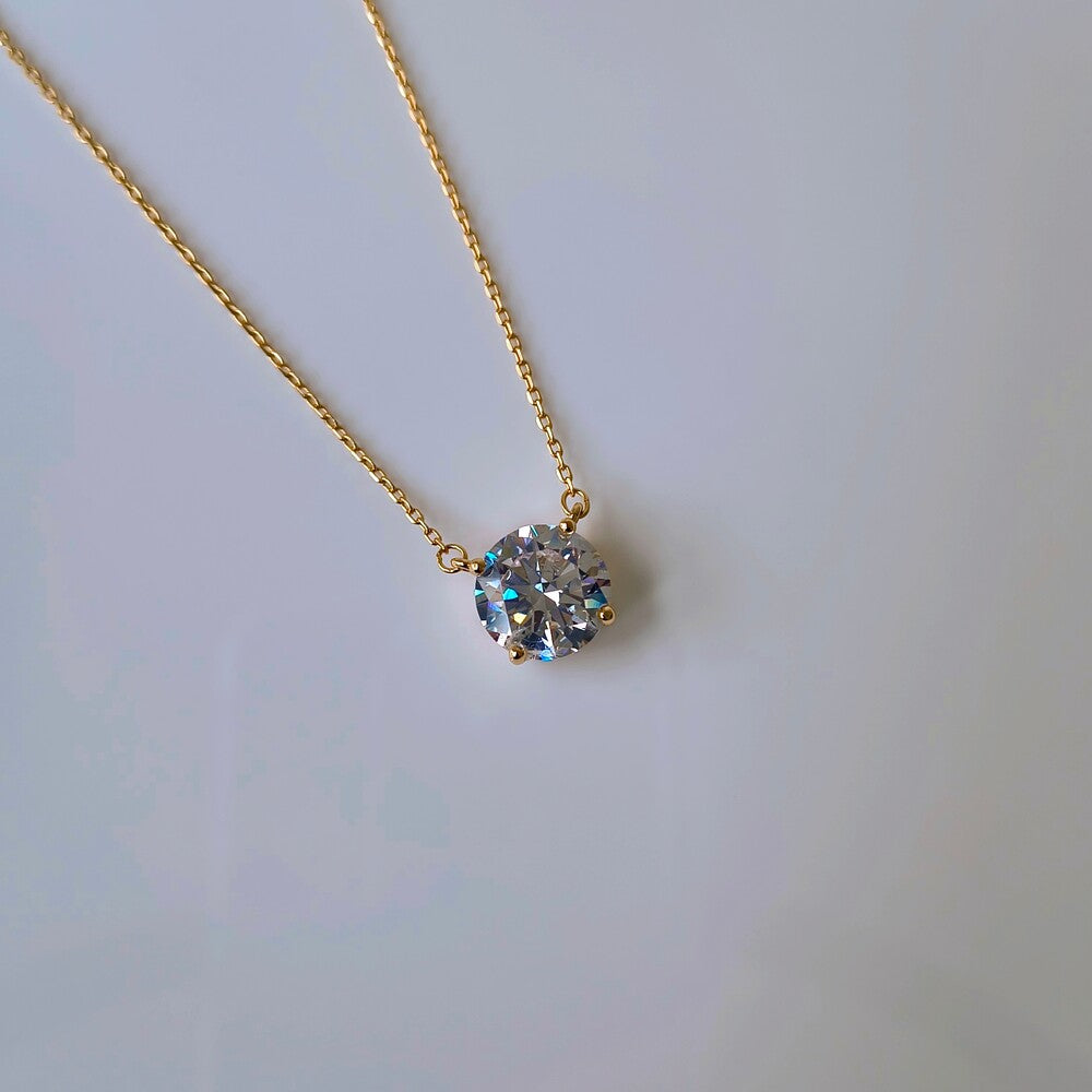 Colar ponto de luz zircônia branca prata 925 banho ouro (10mm) - foto 3
