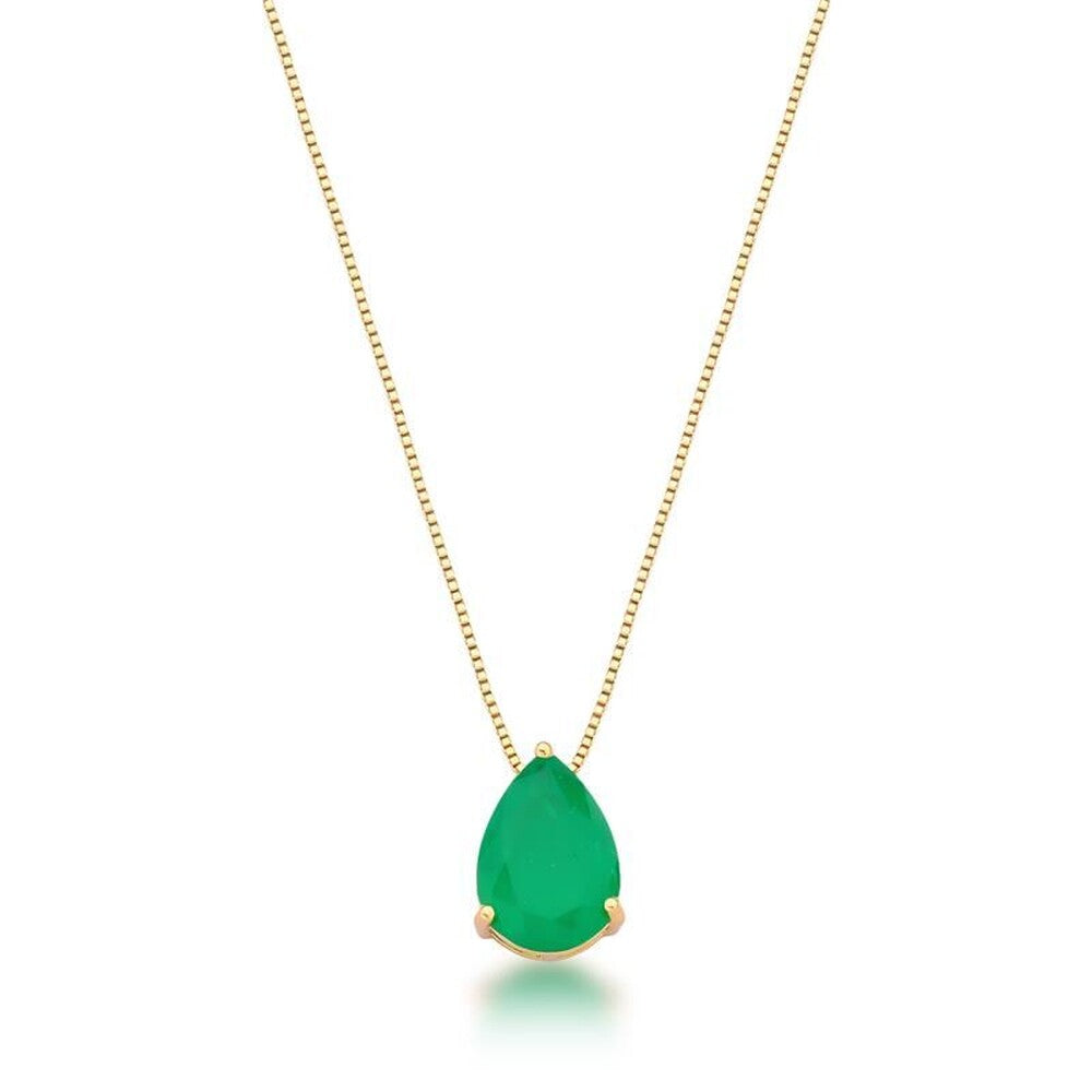 Colar gota M esmeralda fusion ouro