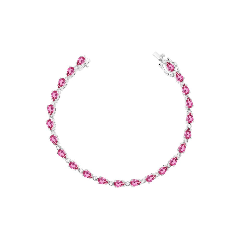Pulseira riviera Eva zircônias turmalina pink ródio branco