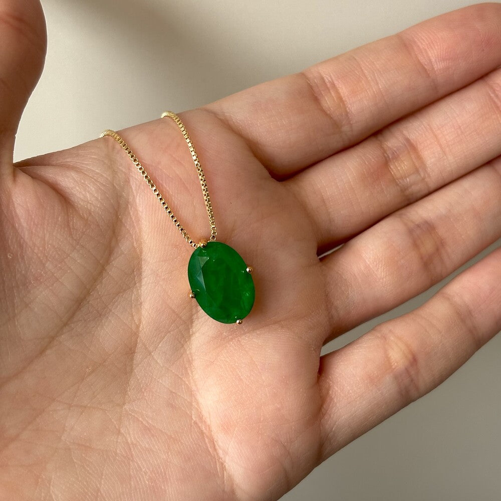 Colar oval esmeralda fusion ouro