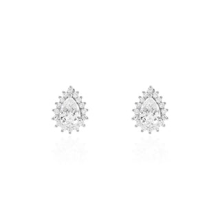 Brinco Fran gota zircônia branca ródio branco