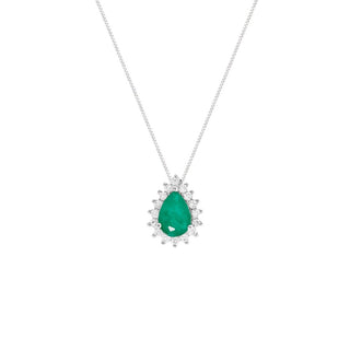 Colar Fran gota esmeralda fusion ródio branco